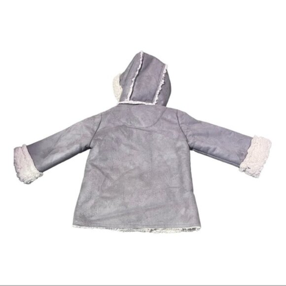 DKNY Grey Faux Shearling Hooded Coat 12m - Picture 2 of 4